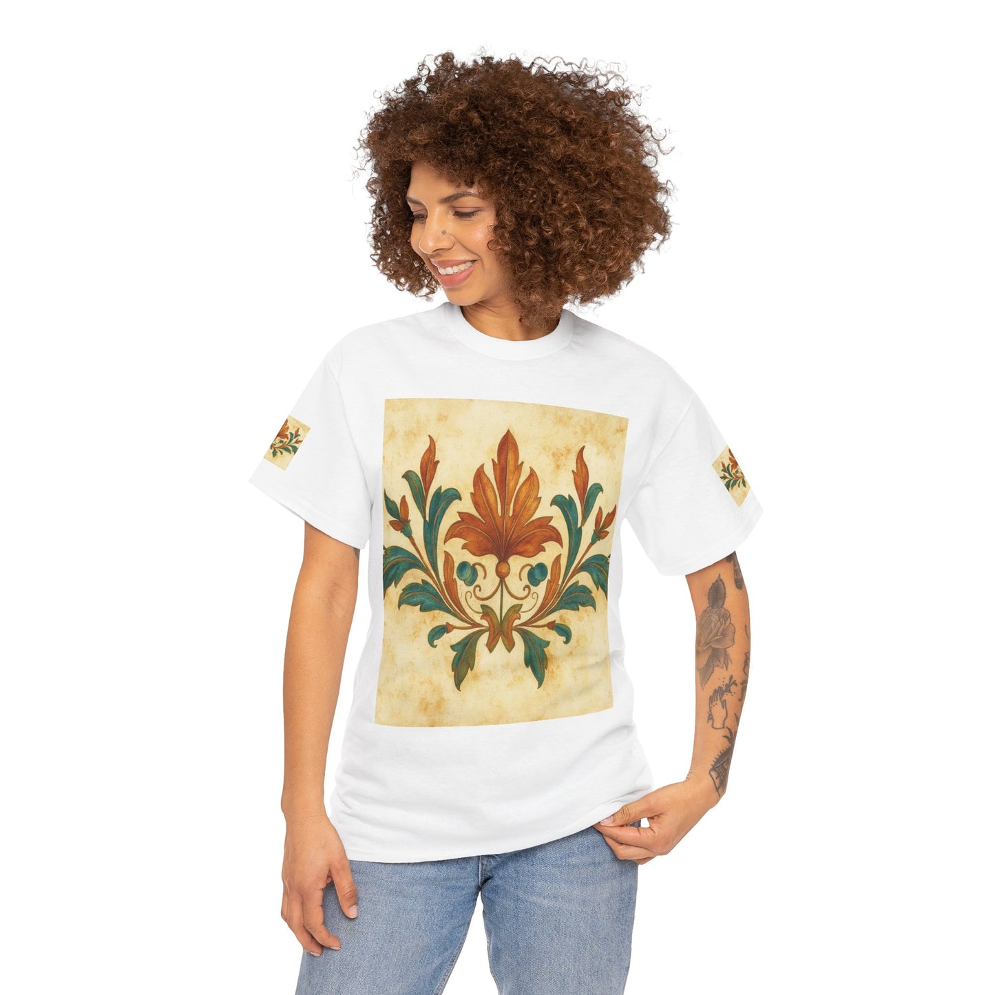 Vintage Botanical Unisex Heavy Cotton Tee, Floral Graphic Tee, Casual Summer Shirt, Gift for Nature Lovers, Eco-Friendly Apparel