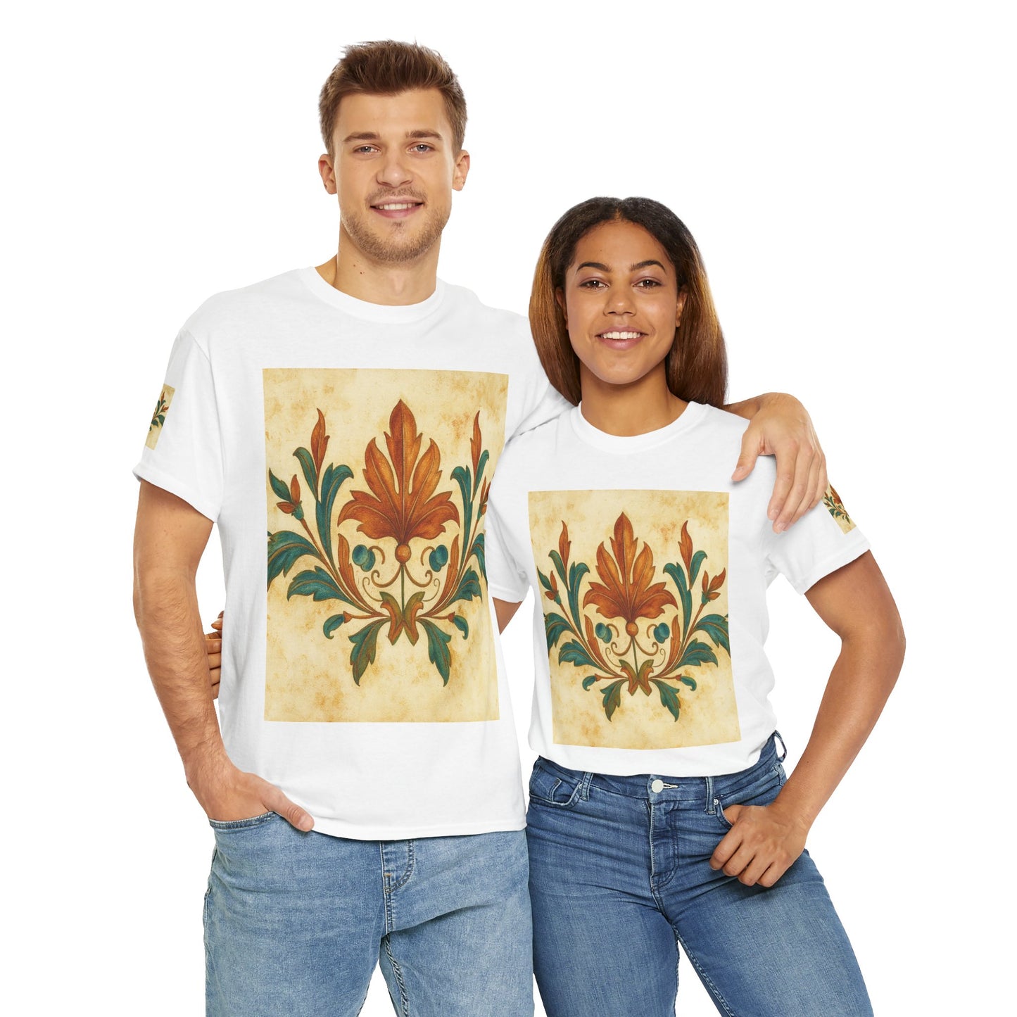 Vintage Botanical Unisex Heavy Cotton Tee, Floral Graphic Tee, Casual Summer Shirt, Gift for Nature Lovers, Eco-Friendly Apparel