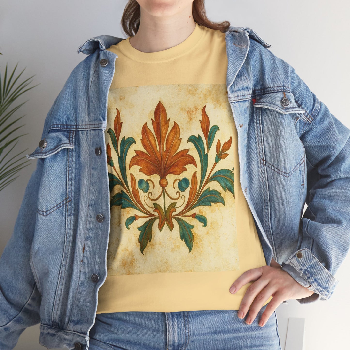 Vintage Botanical Unisex Heavy Cotton Tee, Floral Graphic Tee, Casual Summer Shirt, Gift for Nature Lovers, Eco-Friendly Apparel