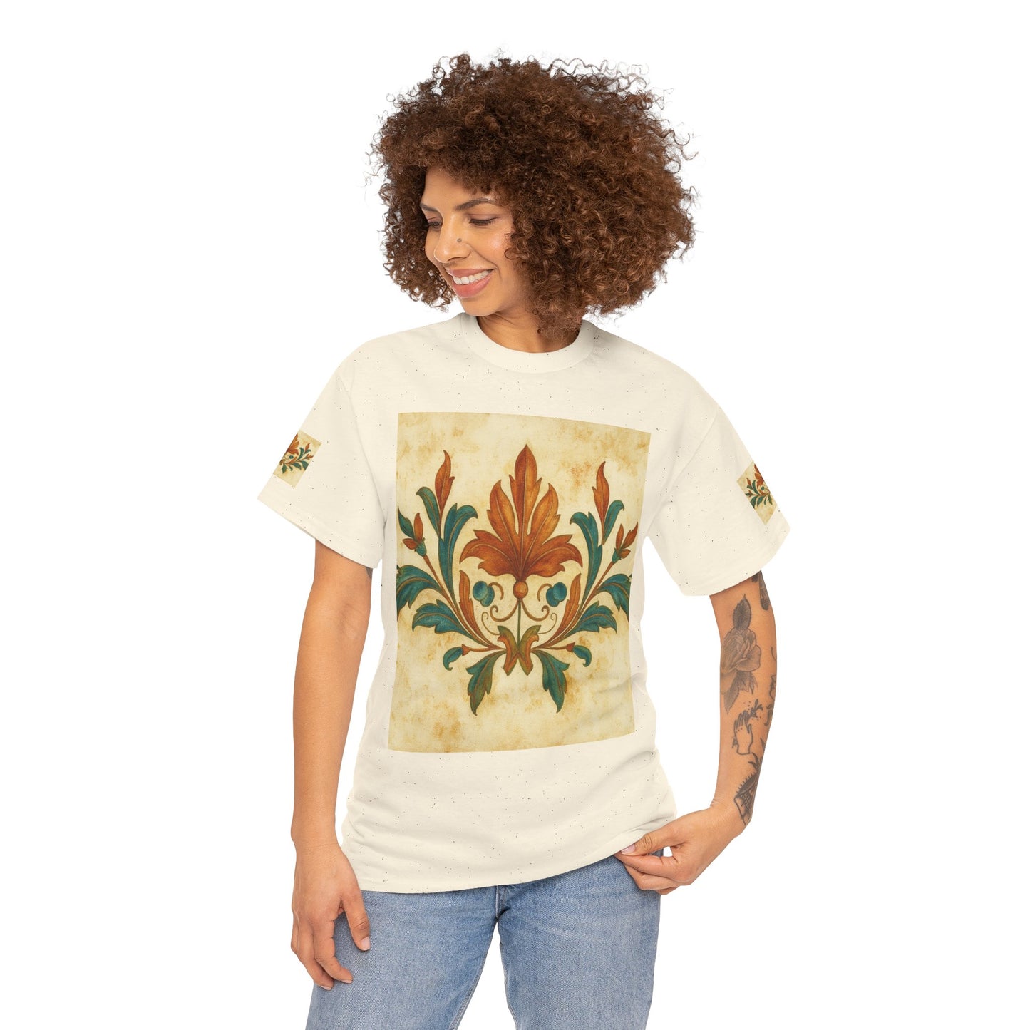 Vintage Botanical Unisex Heavy Cotton Tee, Floral Graphic Tee, Casual Summer Shirt, Gift for Nature Lovers, Eco-Friendly Apparel