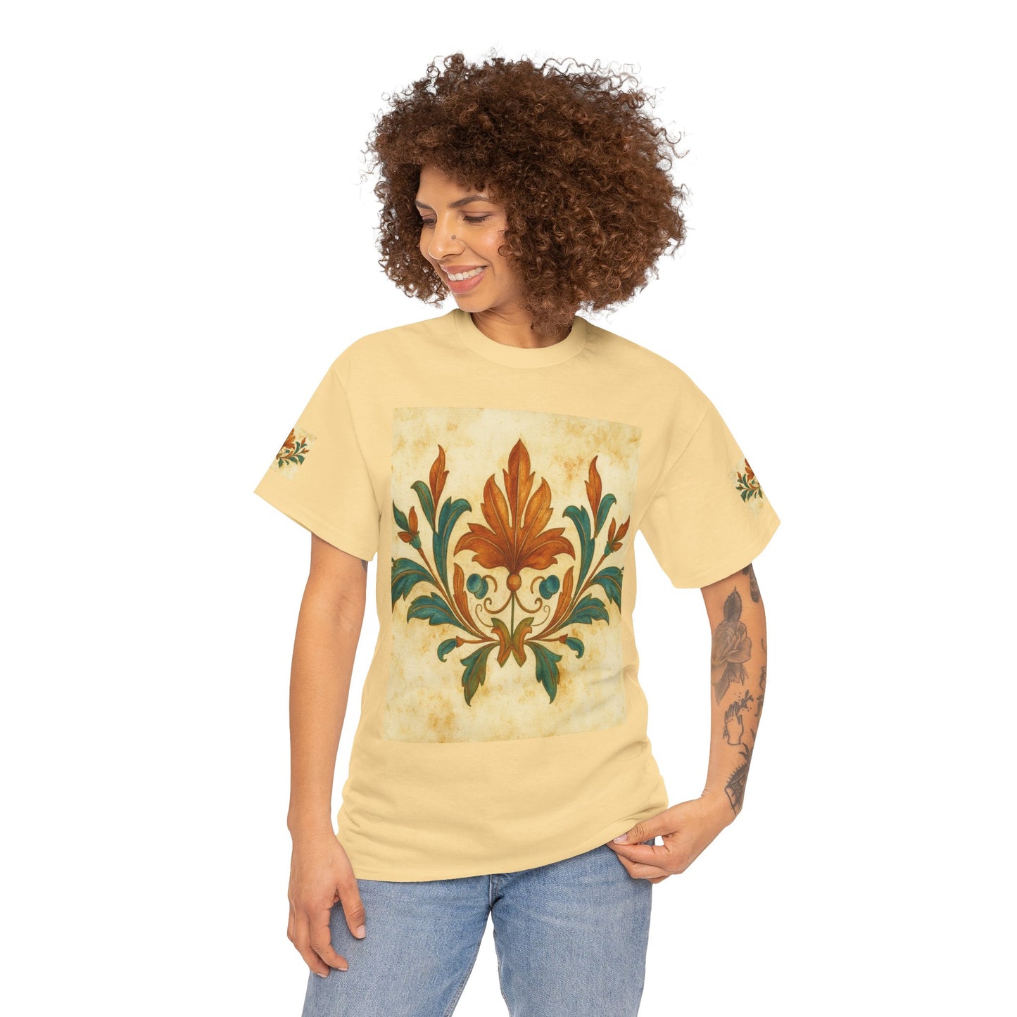 Vintage Botanical Unisex Heavy Cotton Tee, Floral Graphic Tee, Casual Summer Shirt, Gift for Nature Lovers, Eco-Friendly Apparel