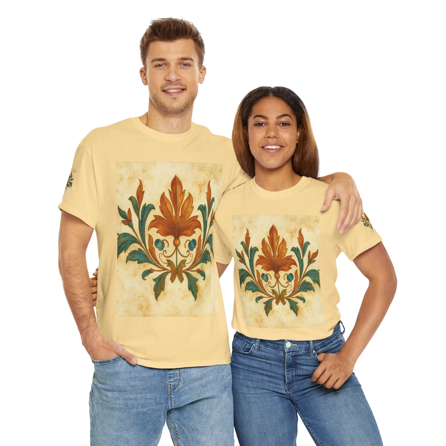 Vintage Botanical Unisex Heavy Cotton Tee, Floral Graphic Tee, Casual Summer Shirt, Gift for Nature Lovers, Eco-Friendly Apparel