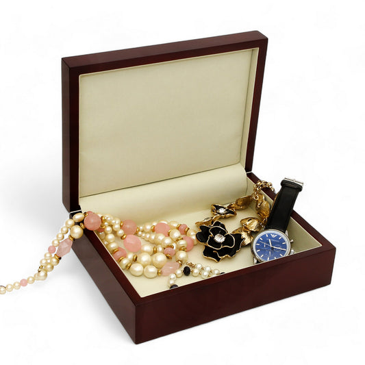 WOOD BOXES COLLECTION: Lined large wood box with printed tile - Opera "The Creation of Adam" by Michelangelo Buonarroti