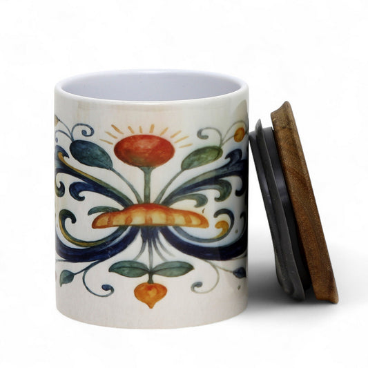 RICCO ITALIA DERUTA: Small Canister with Air Tight Wood Lid - by Mario Bruno Designs