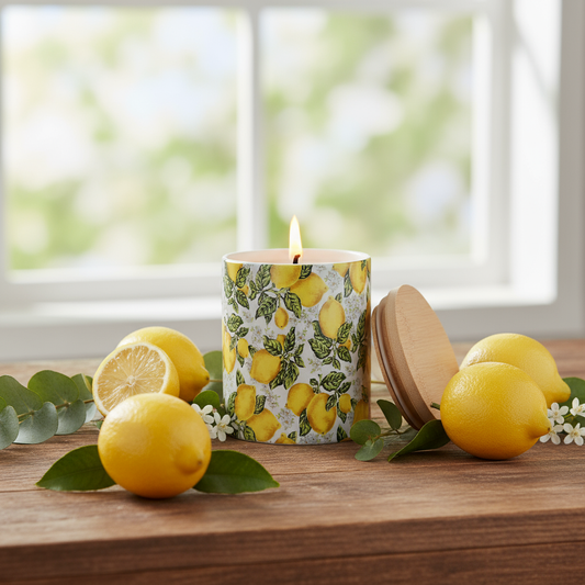 SUBLIMART: Deruta - Porcelain Soy Wax Candle 'Positano Lemons' (Design #DER23)