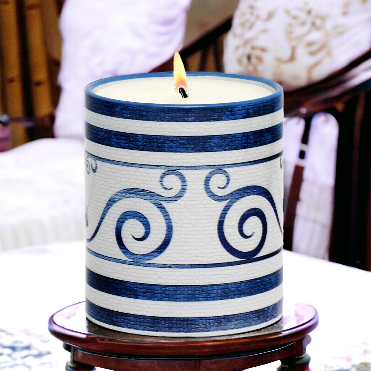 SUBLIMART: Ricco Italia Candle Light Blue Design by Mario Bruno (Design 6409)