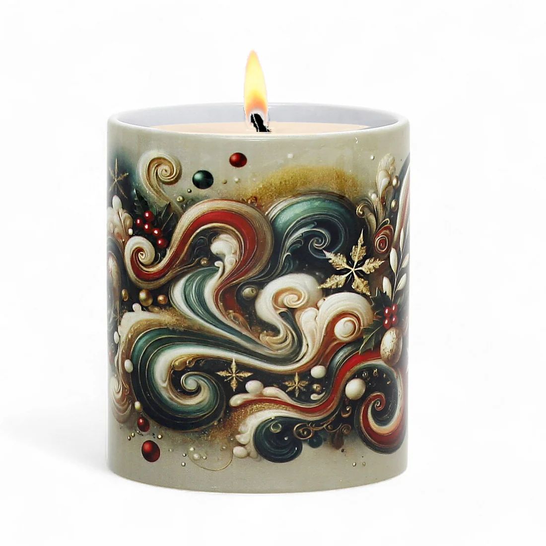 SUBLIMART: Christmas Boxed Bundle - 2 Mugs (Red+Green) + 1 Canlde – Fluid Wave Design by RC Designs (Pattern #01)