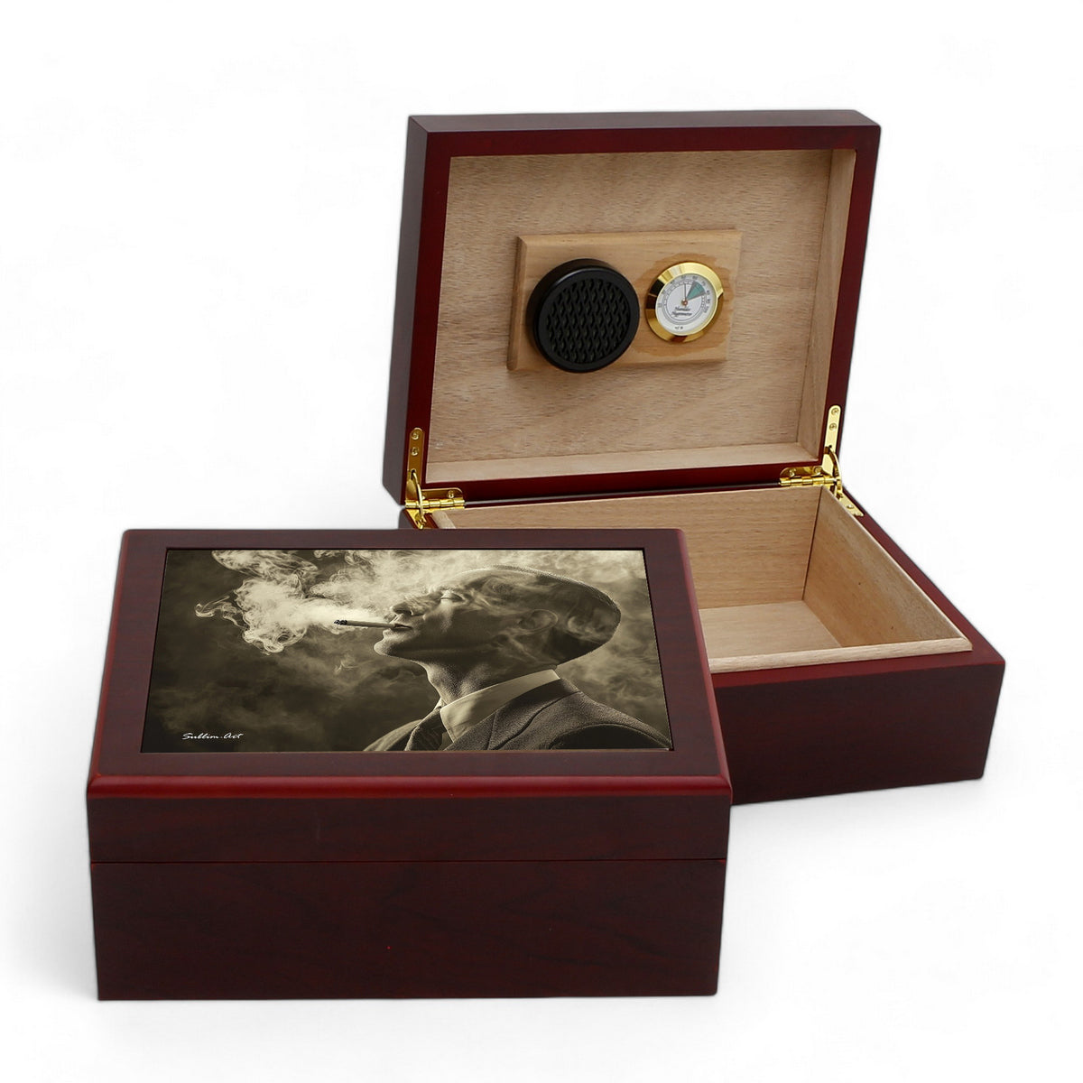 cigarette humidor box CIGAR HUMIDOR BOX: Luxury Mahogany Satin Finish fully lined in Cedar Wood cigarette humidor box CIGAR HUMIDOR BOX: Luxury Mahogany Satin Finish fully lined in Cedar Wood