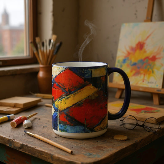 SUBLIMART: Abstract Expressionist 15 Oz. Porcelain Tall Mug