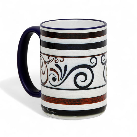 SUBLIMART: The Scroll & Stripe Designs by Mario Bruno 15 Oz. Porcelain Tall Mug