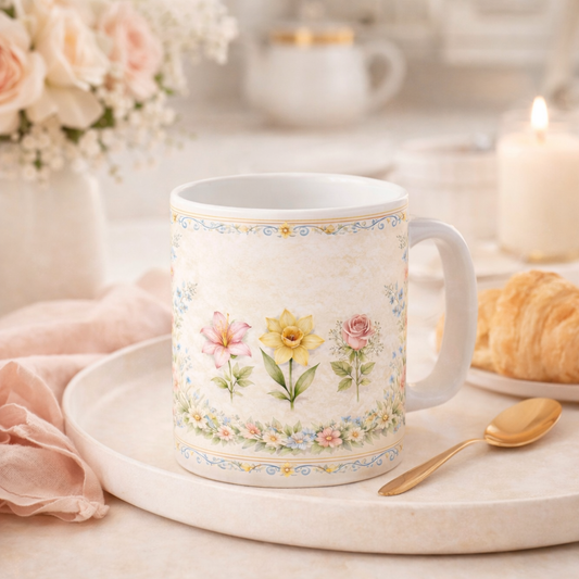 A Mother’s Love Ceramic Mug – Elegant Floral Gift for Mom