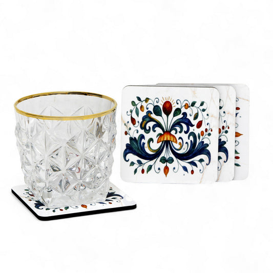 RICCO ITALIA DERUTA: MDF Hardboard Set of 4 Coasters - Ricco Italia Deruta by Mario Bruno