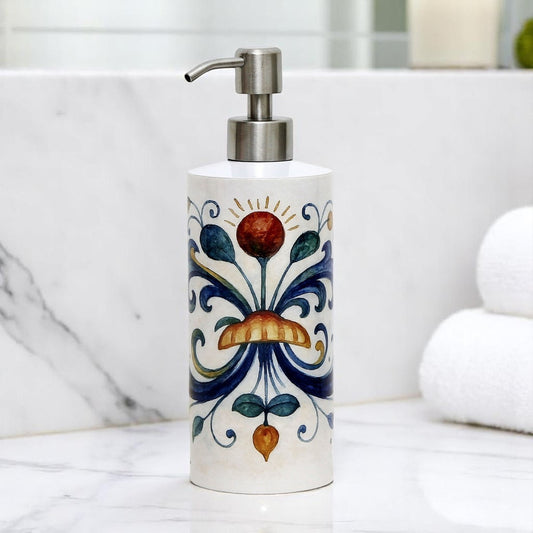 RICCO ITALIA DERUTA: Soap & Lotion dispenser with Satin Chrome metal pourer Ricco Italia Deruta Style