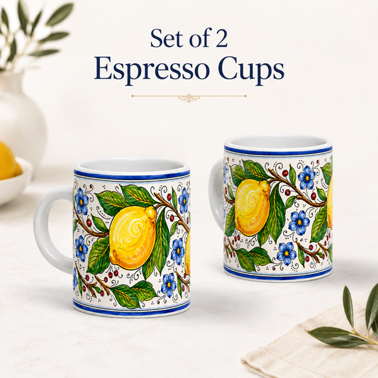 Tuscan Blue Lemon Ceramic Coffe cup View #2 - Sublimation Printed Ceramic Coffee Cup USA