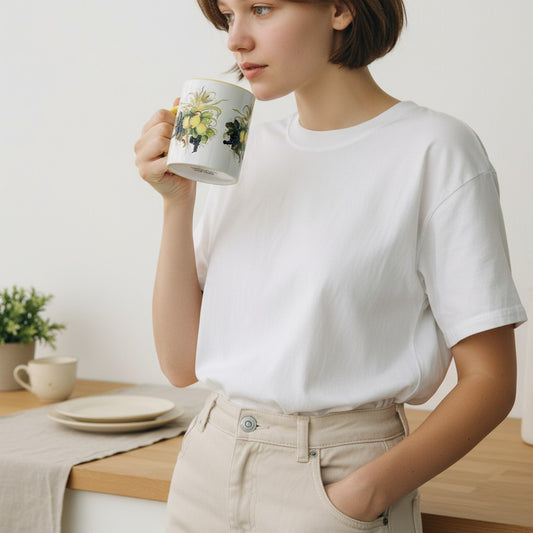 SUBLIMART: Italian Style Ceramic Mug with Lemon and Grape Harvest Design