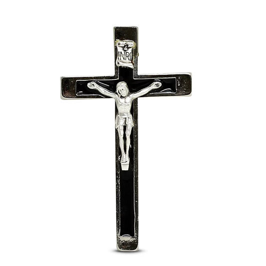 CHRISTIAN CANDLE: Crucifix Catholic Candle – White Ceramic 10 oz Favor