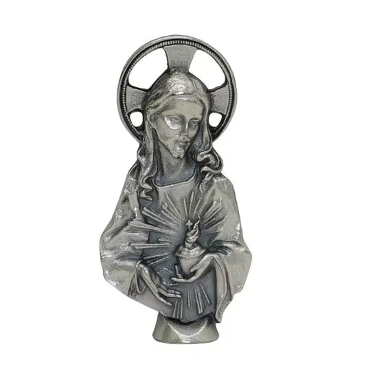 CHRISTIAN CANDLE: Deruta Ceramic Square with Sacred Heart Metal Ornament – 14 oz Soy Wax | Catholic Devotional Gift