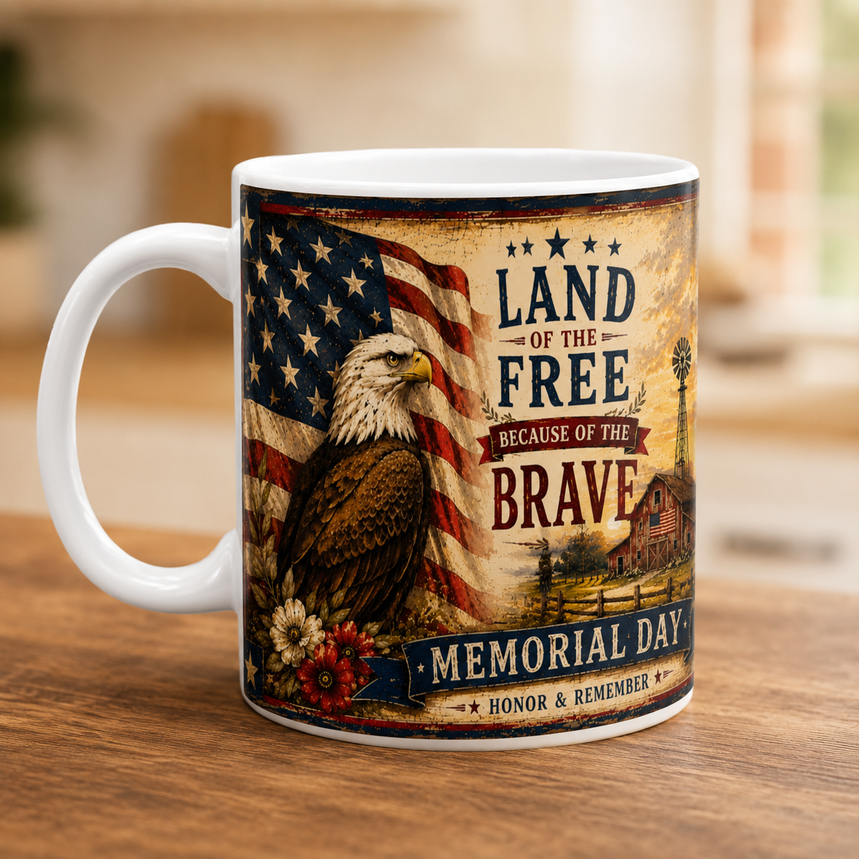 Memorial Day Patriotic Tribute Patriotic Veteran Mug - Durable Sublimation Printed Ceramic Coffee Cup USA