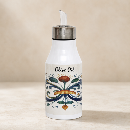 RICCO ITALIA DERUTA: Olive Oil Dispenser with non-drip pourer and dust cover cap - Ricco Italia Deruta design by Mario Bruno