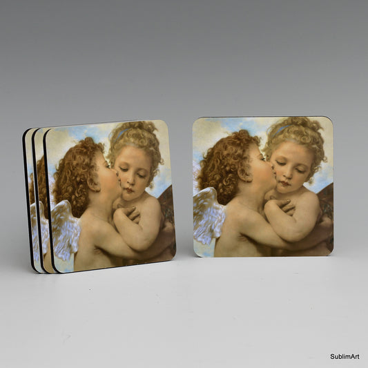 SUBLIMART: MDF Hardboard Set of 4 Coasters - Design: Affresco - L'Amour et Psyché