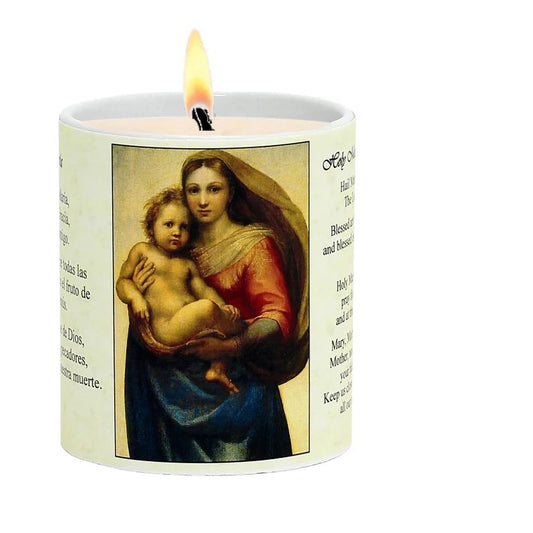 SUBLIMART: Prayer Candle - Porcelain Soy Wax Candle - Holy Mary Mother of God