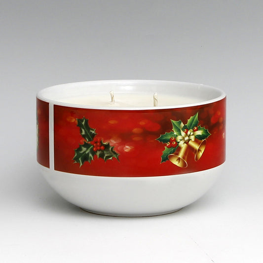 SUBLIMART: Three Wicks Soy Wax Candle in a Porcelain Bowl - Santa Claus (Design #XMS01)