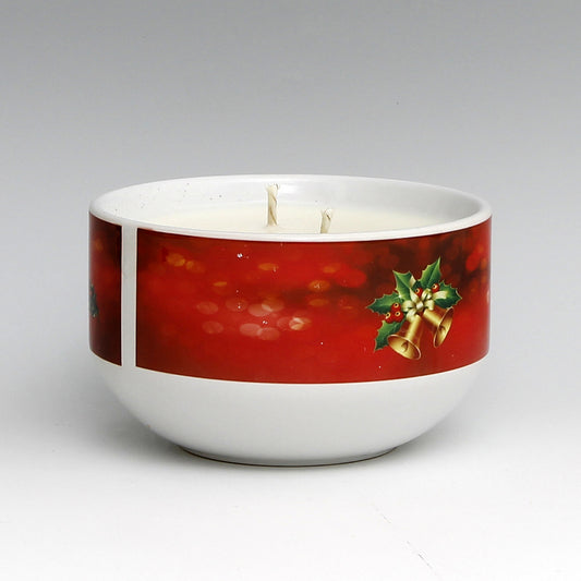 SUBLIMART: Three Wicks Soy Wax Candle in a Porcelain Bowl - Santa Claus (Design #XMS02)