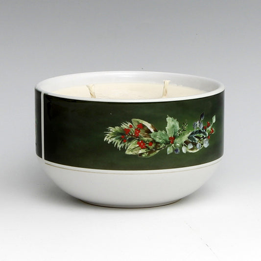 SUBLIMART: Three Wicks Soy Wax Candle in a Porcelain Bowl - Santa Claus (Design #XMS03)