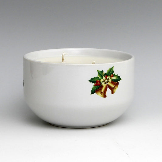 SUBLIMART: Three Wicks Soy Wax Candle in a Porcelain Bowl - Santa Claus (Design #XMS04)