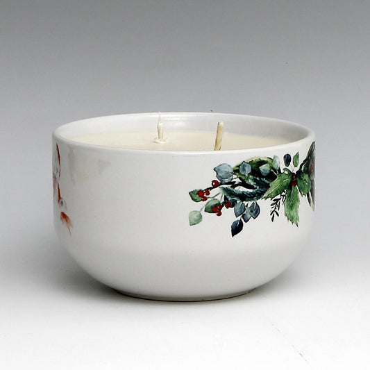 SUBLIMART: Three Wicks Soy Wax Candle in a Porcelain Bowl - Santa Claus (Design #XMS05)