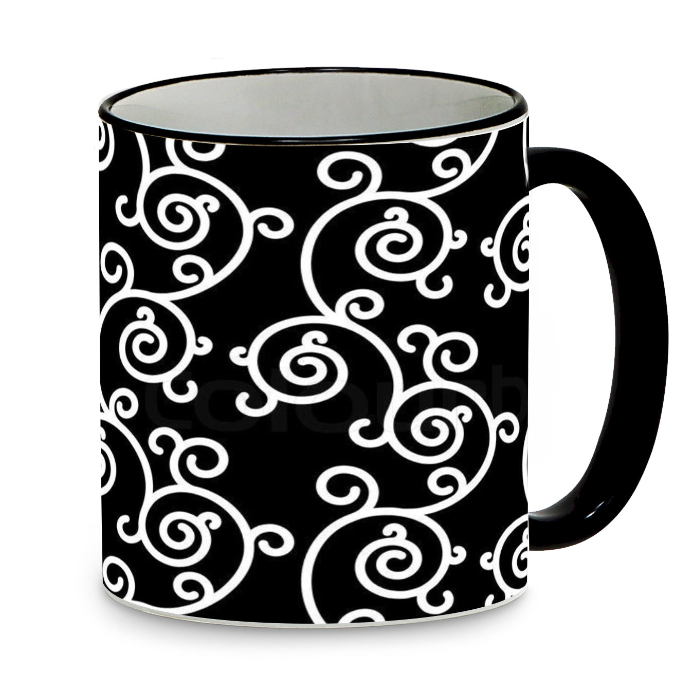 SUBLIMART: B&W Beauty - Mug featuring a dramatic swirl design in black and white