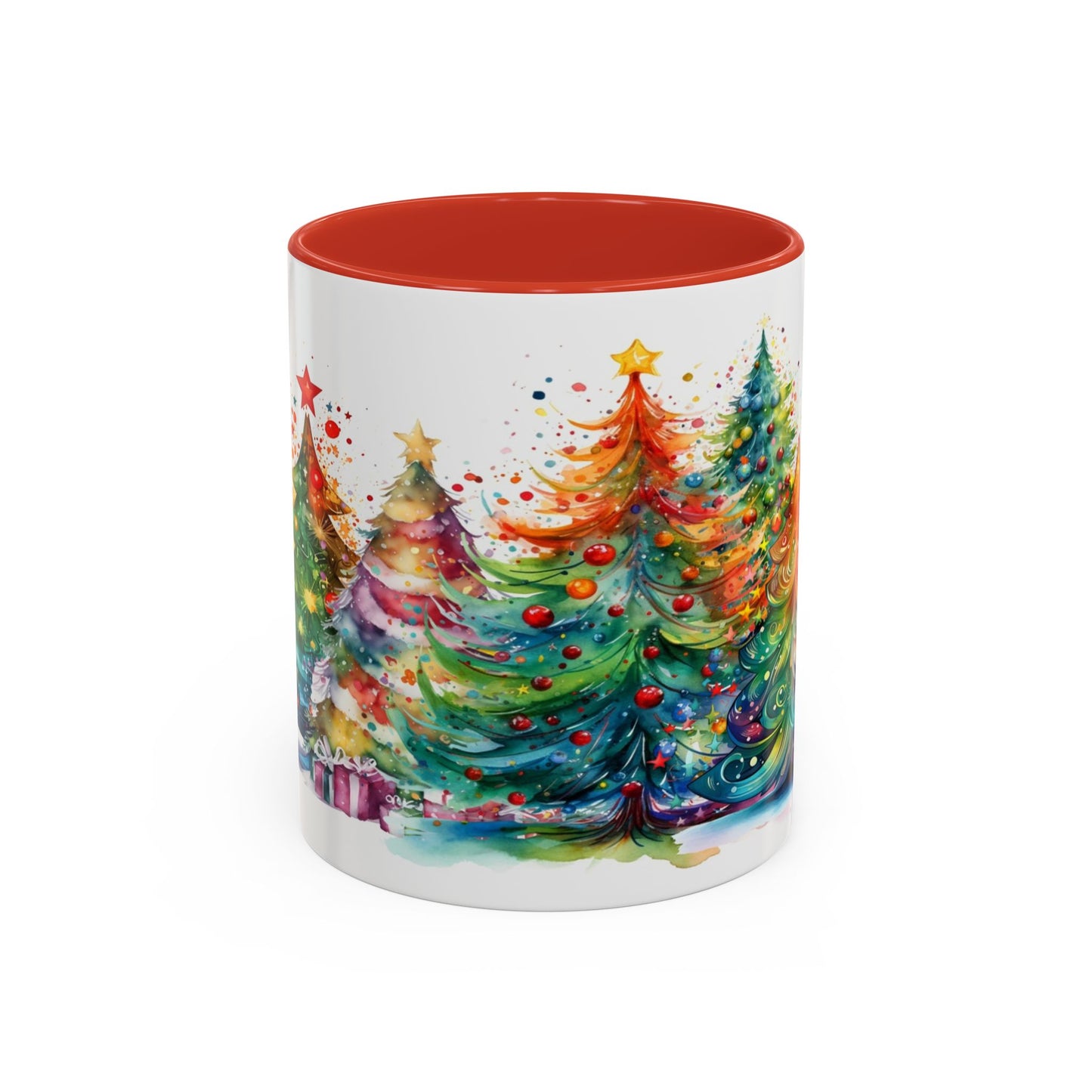 SUBLIMART: Christmas Tree Accent Coffee Mug, Holiday Gift, Cozy Home Decor, Festive Drinkware, Colorful Xmas Mug, Seasonal Beverage Cup