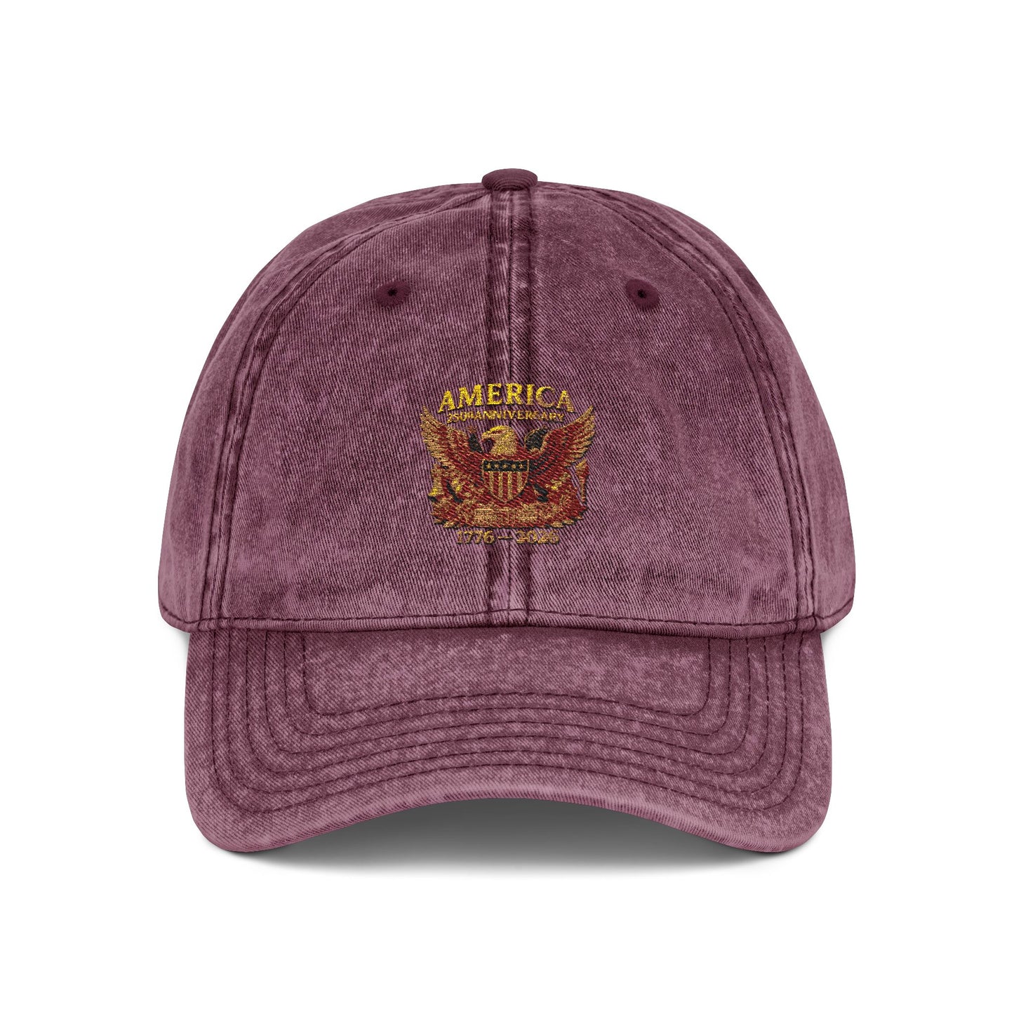 America 250 Anniversary Embroidered Cap — Vintage Patriotic Hat