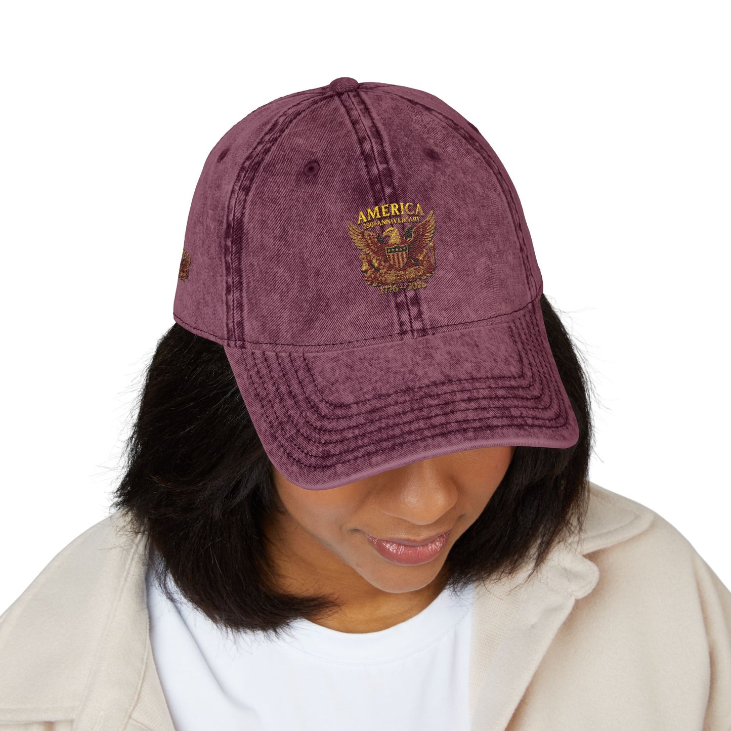 America 250 Anniversary Embroidered Cap — Vintage Patriotic Hat