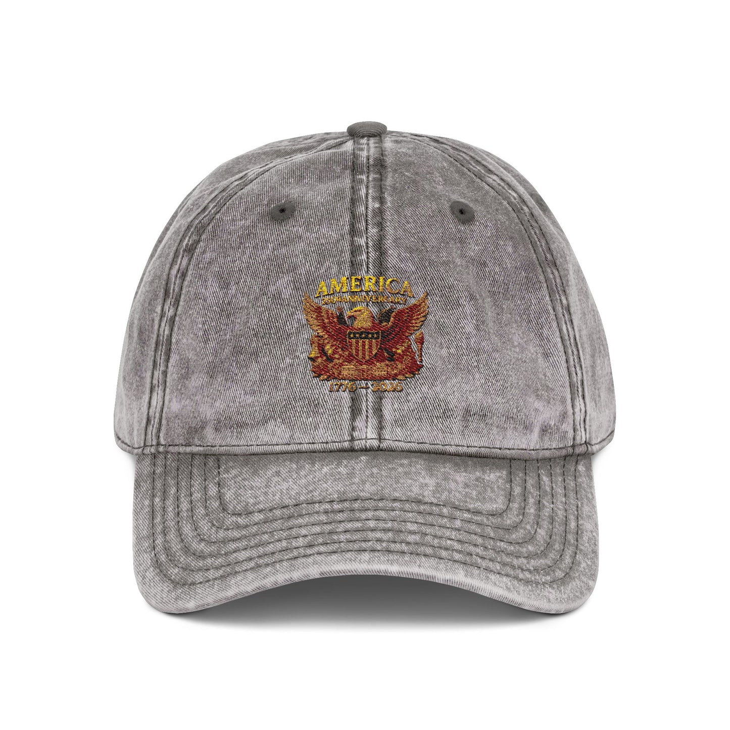 America 250 Anniversary Embroidered Cap — Vintage Patriotic Hat