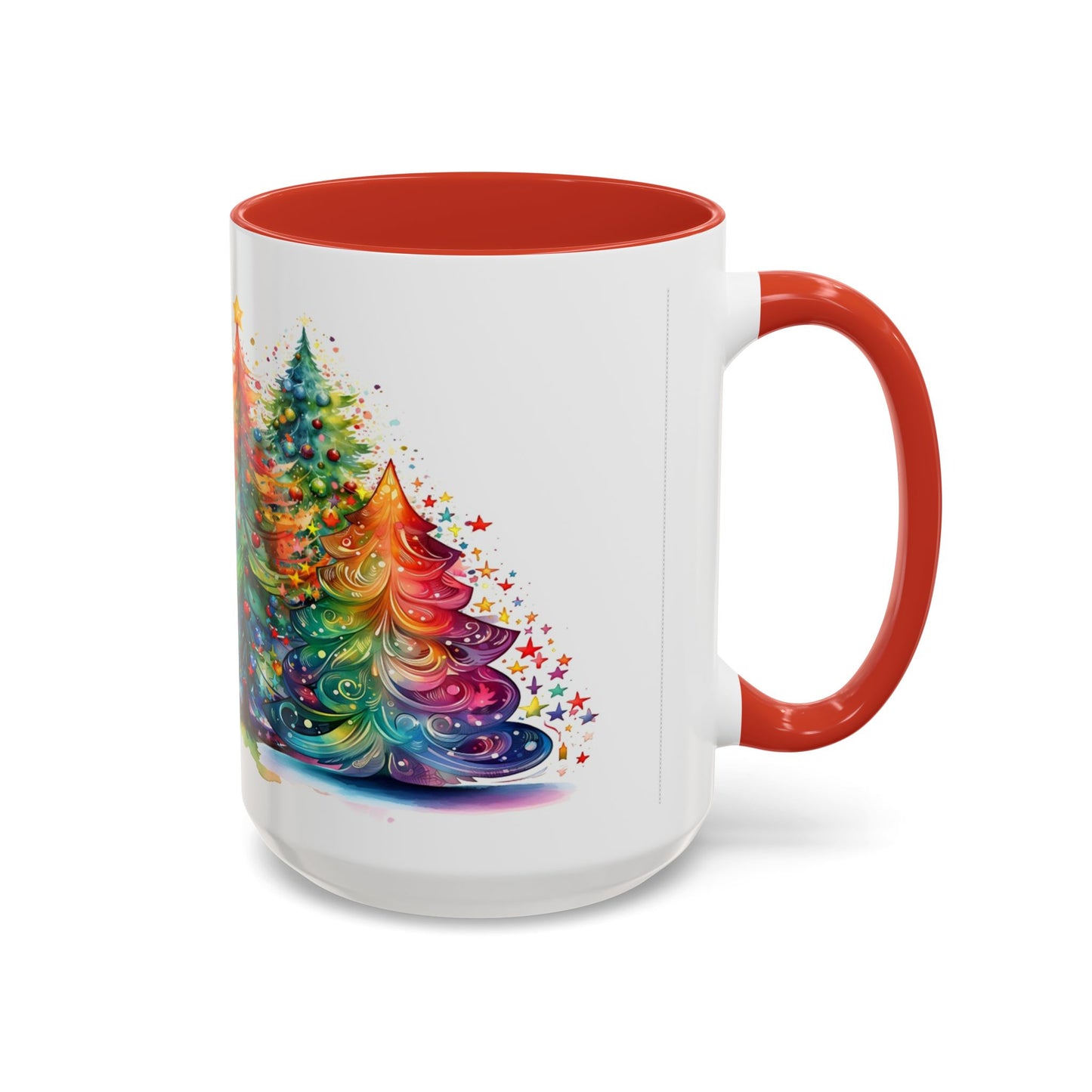 SUBLIMART: Christmas Tree Accent Coffee Mug, Holiday Gift, Cozy Home Decor, Festive Drinkware, Colorful Xmas Mug, Seasonal Beverage Cup