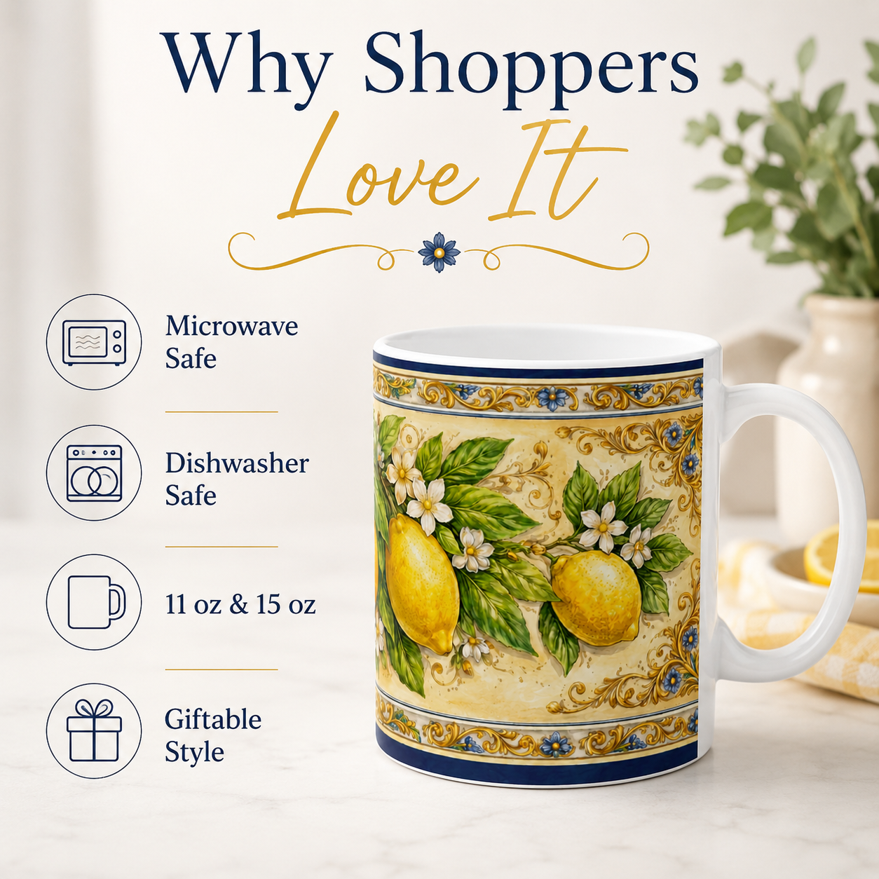 Tuscan Lemon Ceramic Printed Mug - Italian Citrus Coffee Mug (11oz & 15oz) [PTY] View #5 - Sublimation Printed Ceramic USA