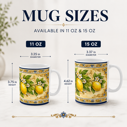 Tuscan Lemon Ceramic Printed Mug - Italian Citrus Coffee Mug (11oz & 15oz) [PTY] View #4 - Sublimation Printed Ceramic USA
