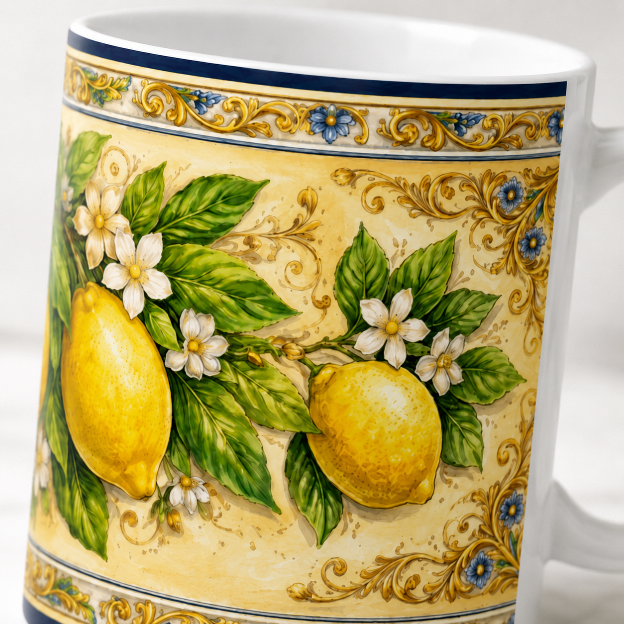 Tuscan Lemon Ceramic Printed Mug - Italian Citrus Coffee Mug (11oz & 15oz) [PTY] View #6 - Sublimation Printed Ceramic USA