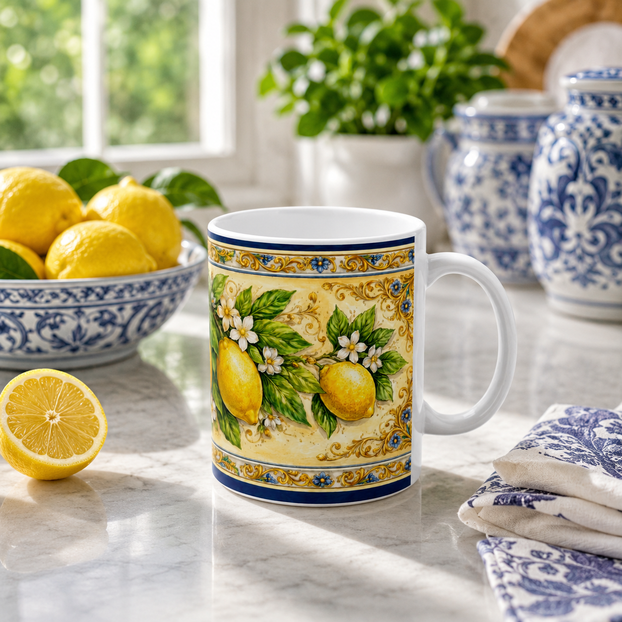 Tuscan Lemon Ceramic Printed Mug - Italian Citrus Coffee Mug (11oz & 15oz) [PTY] View #7 - Sublimation Printed Ceramic USA