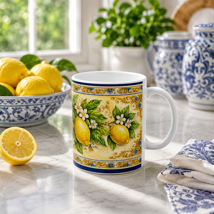 Tuscan Lemon Ceramic Printed Mug - Italian Citrus Coffee Mug (11oz & 15oz) [PTY] View #7 - Sublimation Printed Ceramic USA