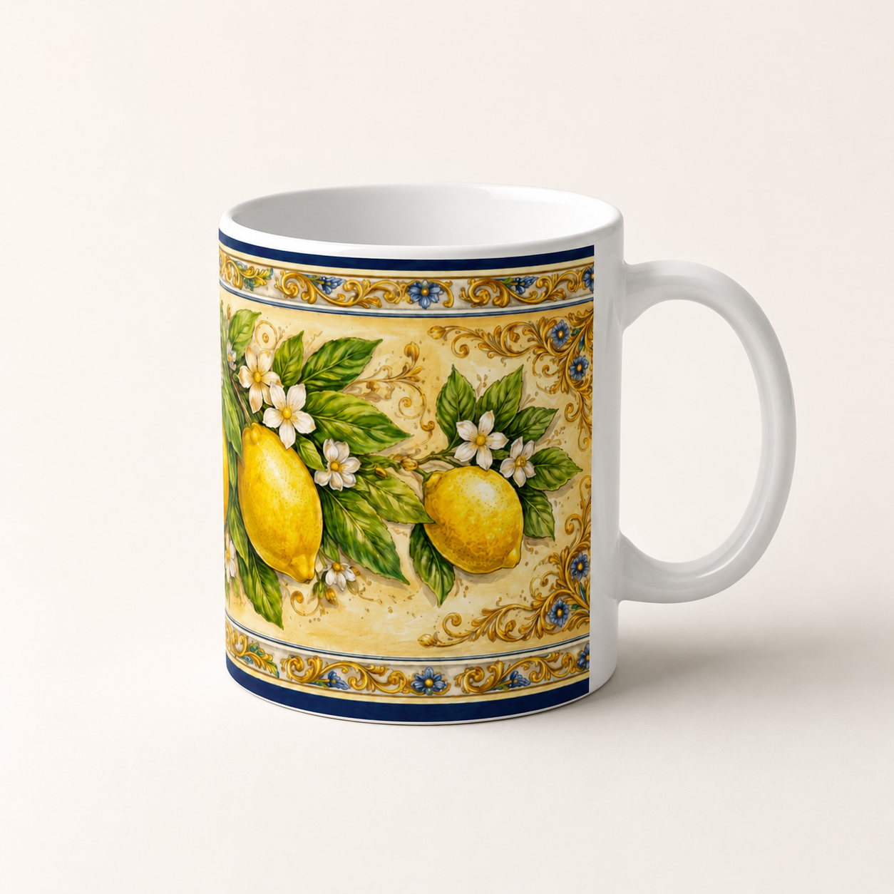 Tuscan Lemon Ceramic Printed Mug - Italian Citrus Coffee Mug (11oz & 15oz) [PTY] View #10 - Sublimation Printed Ceramic USA