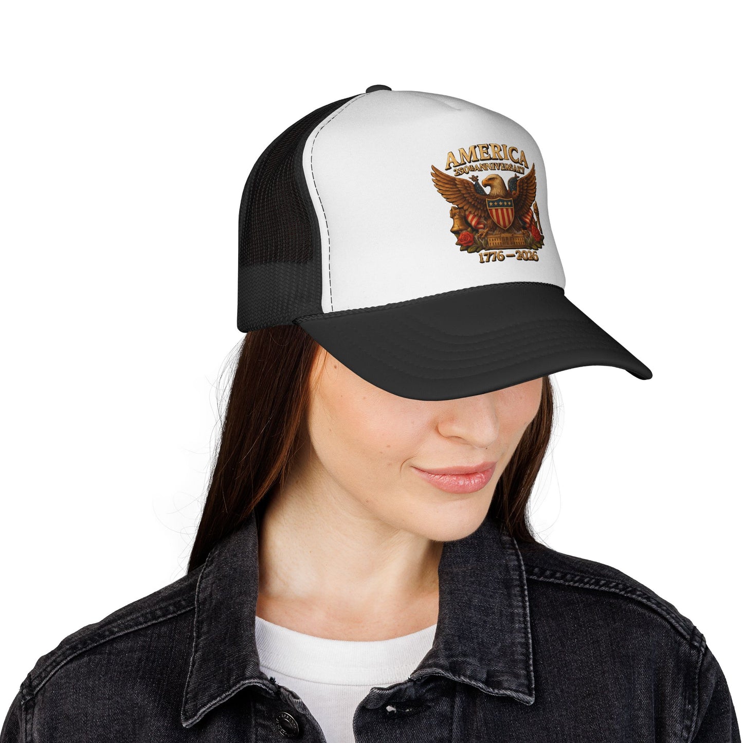 Patriotic Eagle Trucker Cap — America 1776-2020 Vintage Shield Design