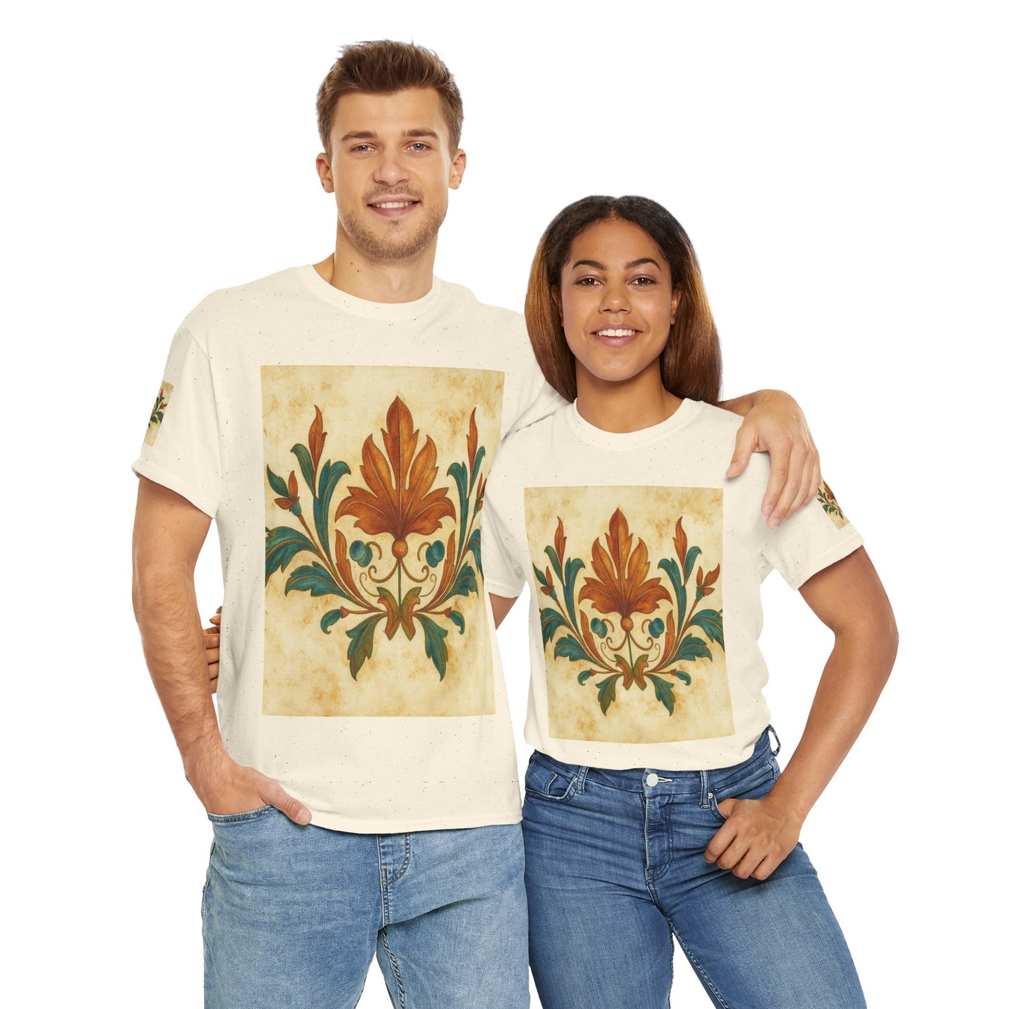 Vintage Botanical Unisex Heavy Cotton Tee, Floral Graphic Tee, Casual Summer Shirt, Gift for Nature Lovers, Eco-Friendly Apparel