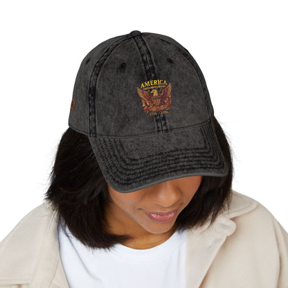 America 250 Anniversary Embroidered Cap — Vintage Patriotic Hat