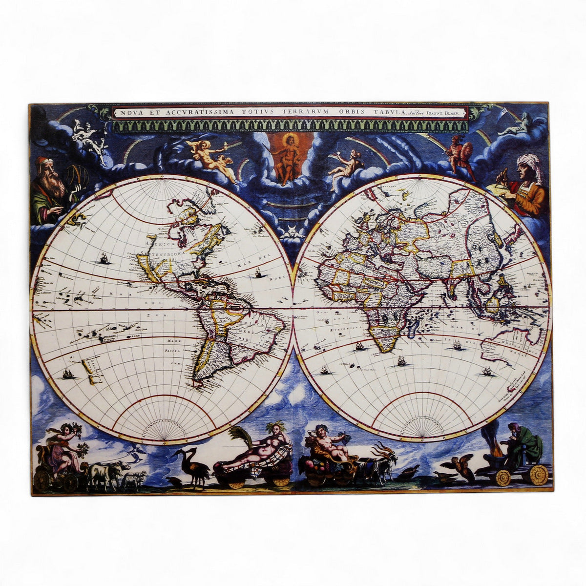 SUBLIMART: Reproduction of “Nova et Accuratissima Totius Terrarum Orbis Tabula”, wall panel by Joan Blaeu.