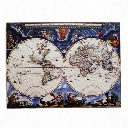 SUBLIMART: Reproduction of “Nova et Accuratissima Totius Terrarum Orbis Tabula”, wall panel by Joan Blaeu.