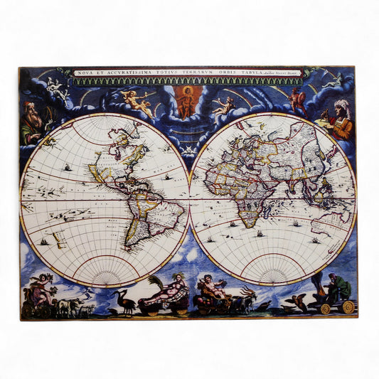 SUBLIMART: Reproduction of “Nova et Accuratissima Totius Terrarum Orbis Tabula”, wall panel by Joan Blaeu.