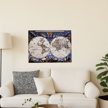 SUBLIMART: Reproduction of “Nova et Accuratissima Totius Terrarum Orbis Tabula”, wall panel by Joan Blaeu.