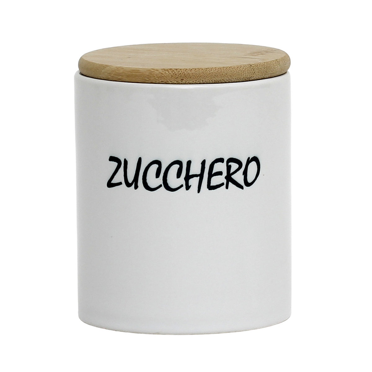 SUBLIMART: Porcelain storage jar with sealing bamboo lid 'ZUCCHERO' (Sugar)